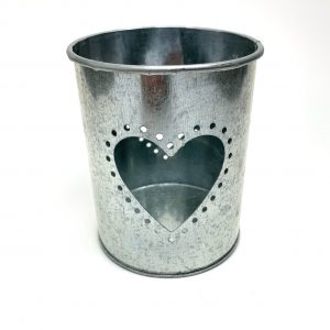 Galvanized Heart Candle Holder